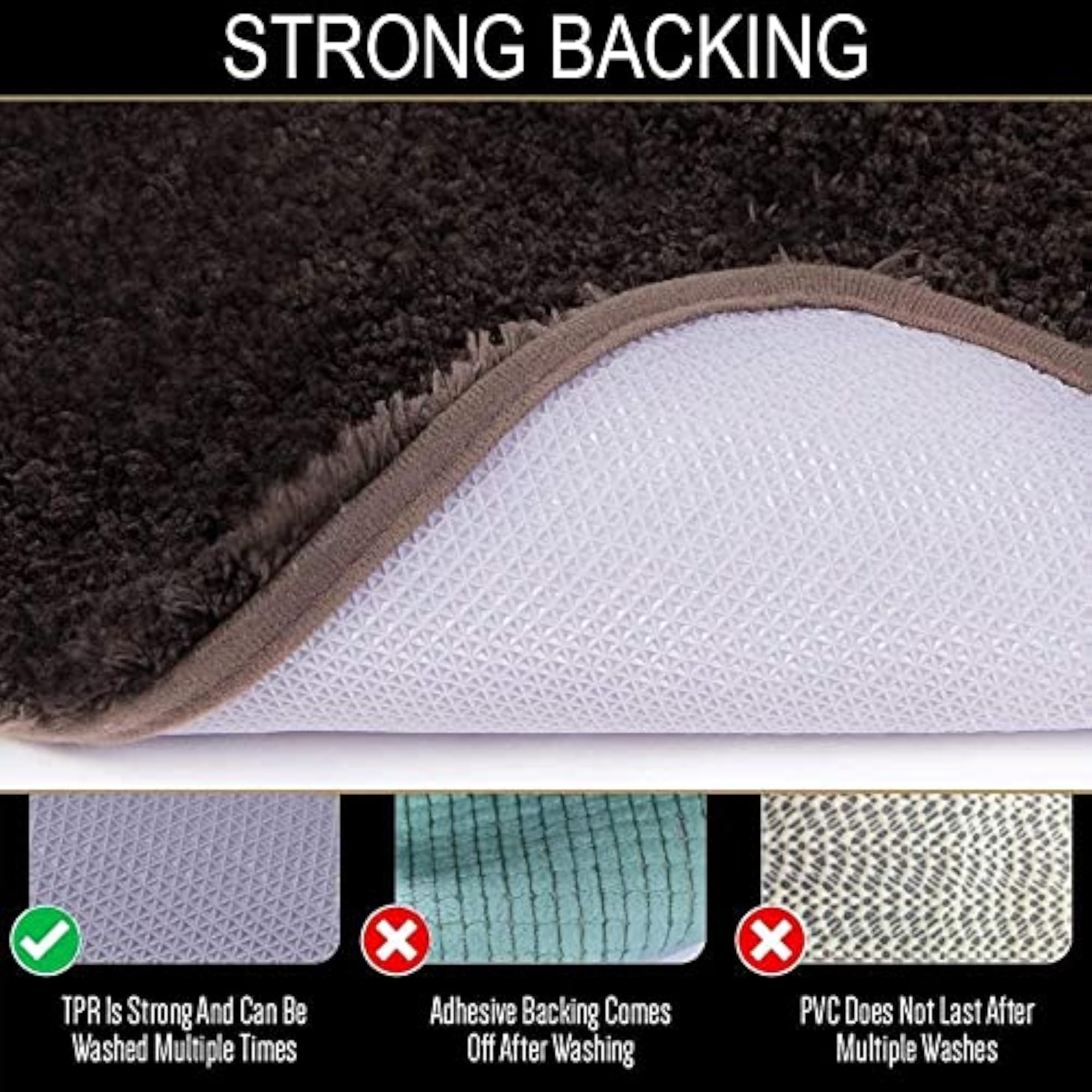 Super Soft Anti Skid Solid Bathroom Rugs, Set of 2